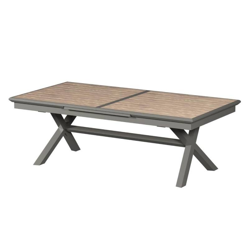 Hesperide - Table de jardin extensible "Axiome" effet bois honey & praline 12 places en aluminium traité époxy - Hespéride - Image 5