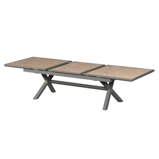 Hesperide - Table de jardin extensible "Axiome" effet bois honey & praline 12 places en aluminium traité époxy Hespéride - Image 4