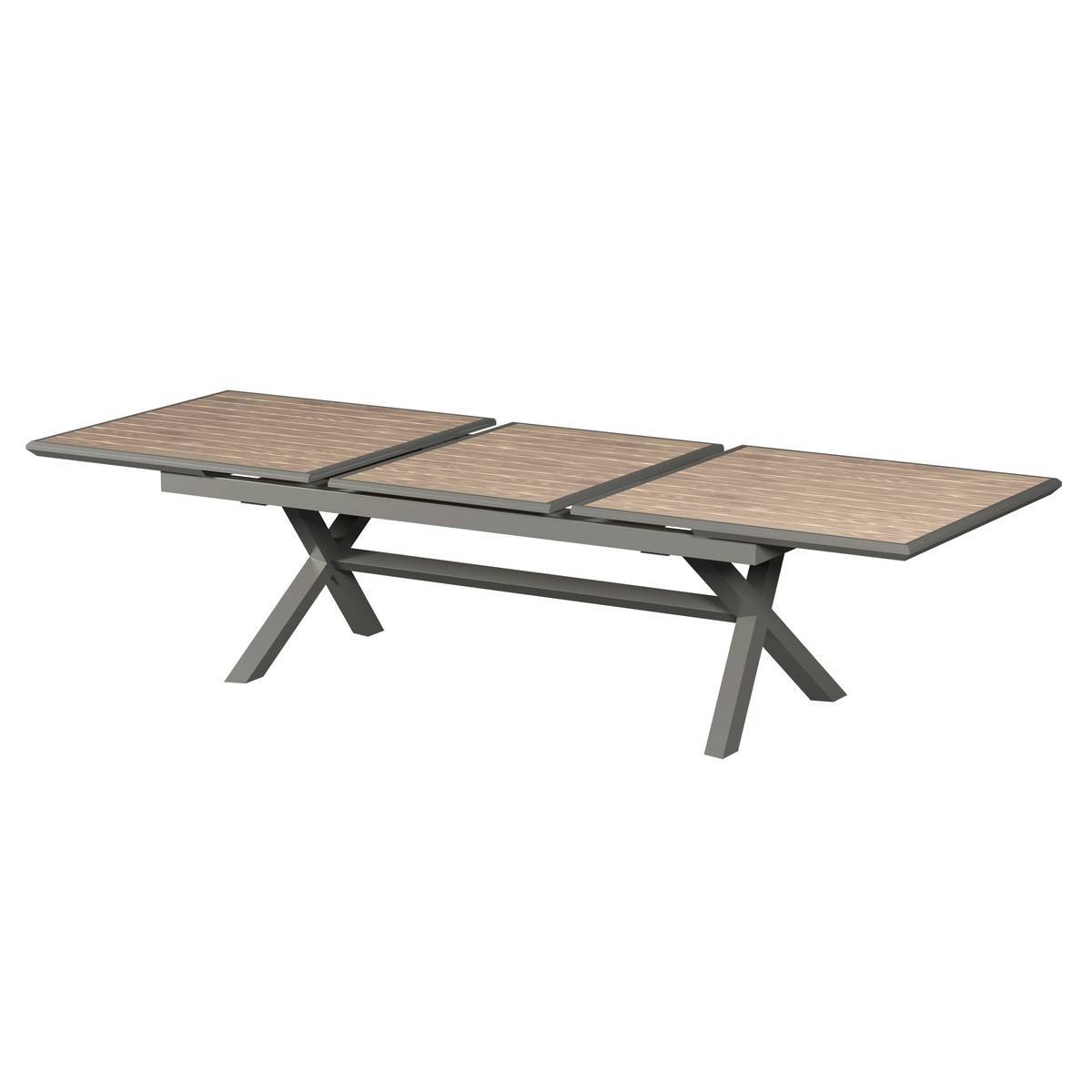 Hesperide - Table de jardin extensible "Axiome" effet bois honey & praline 12 places en aluminium traité époxy Hespéride - Image 4