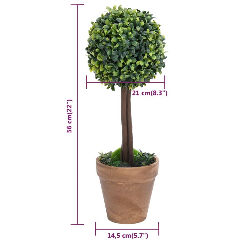 Plantes de buis artificiel polyéthylène et bois vert 14.5 x 14.5 x 56 cm - PANGIVO - Image 6