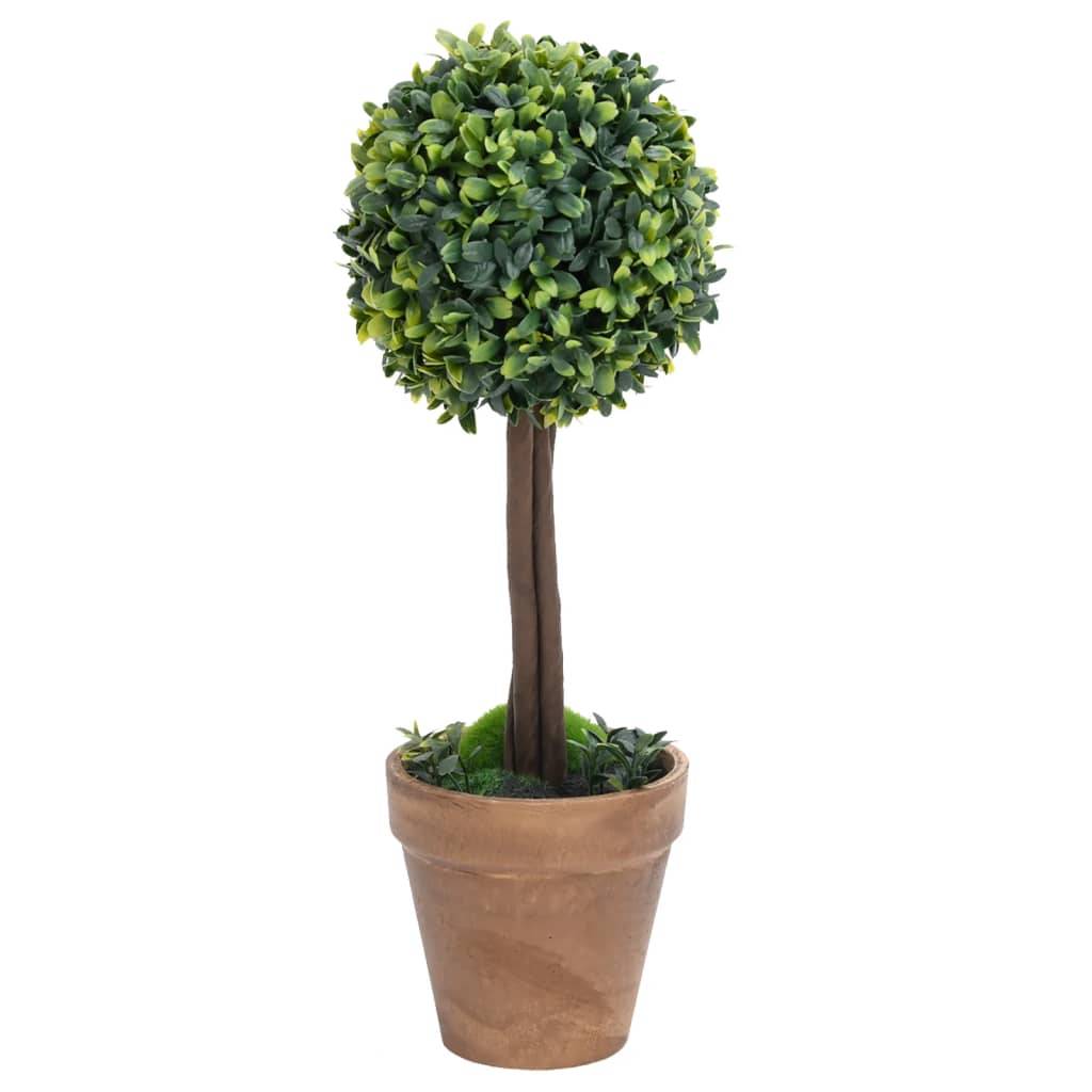 Plantes de buis artificiel polyéthylène et bois vert 14.5 x 14.5 x 56 cm - PANGIVO - Image 3