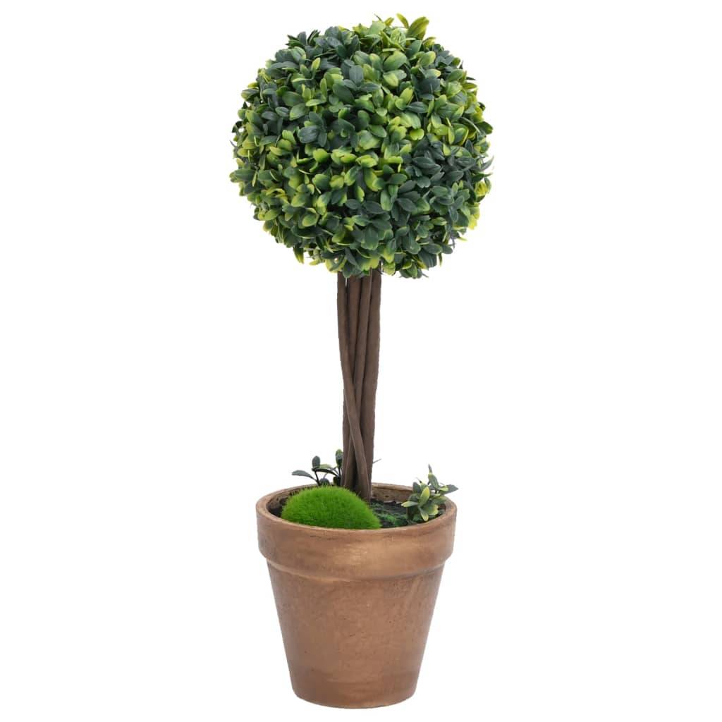 Plantes de buis artificiel polyéthylène et bois vert 14.5 x 14.5 x 56 cm - PANGIVO - Image 2