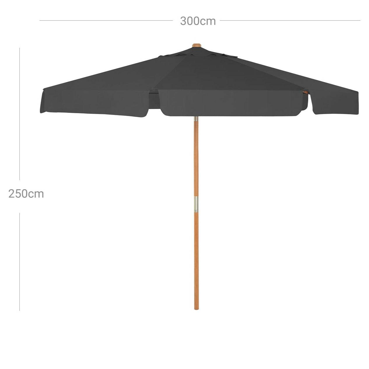 Helloshop26 - Parasol 3 m ombrelle octogonal protection solaire anti-uv UPF50+ mât et baleines en bois inclinable sans socle pour terrasse balcon jardin gris - Image 4