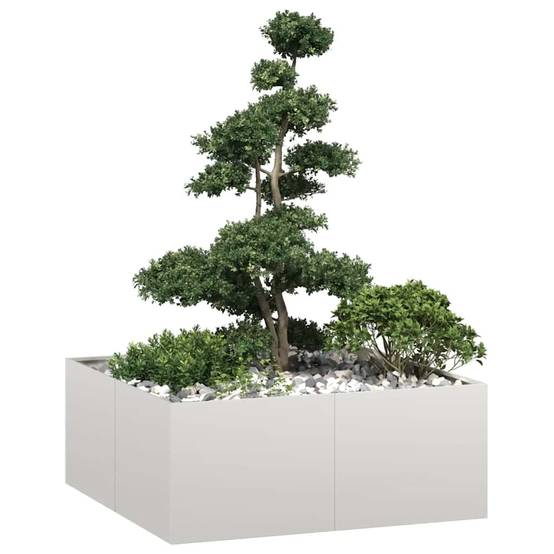 Jardinière acier inoxydable argenté 100 x 100 x 40 cm - PANGIVO - Image 1