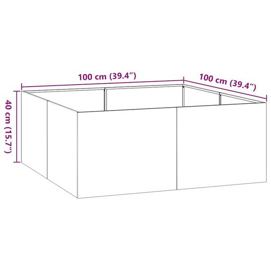 Jardinière acier inoxydable argenté 100 x 100 x 40 cm - PANGIVO - Image 9