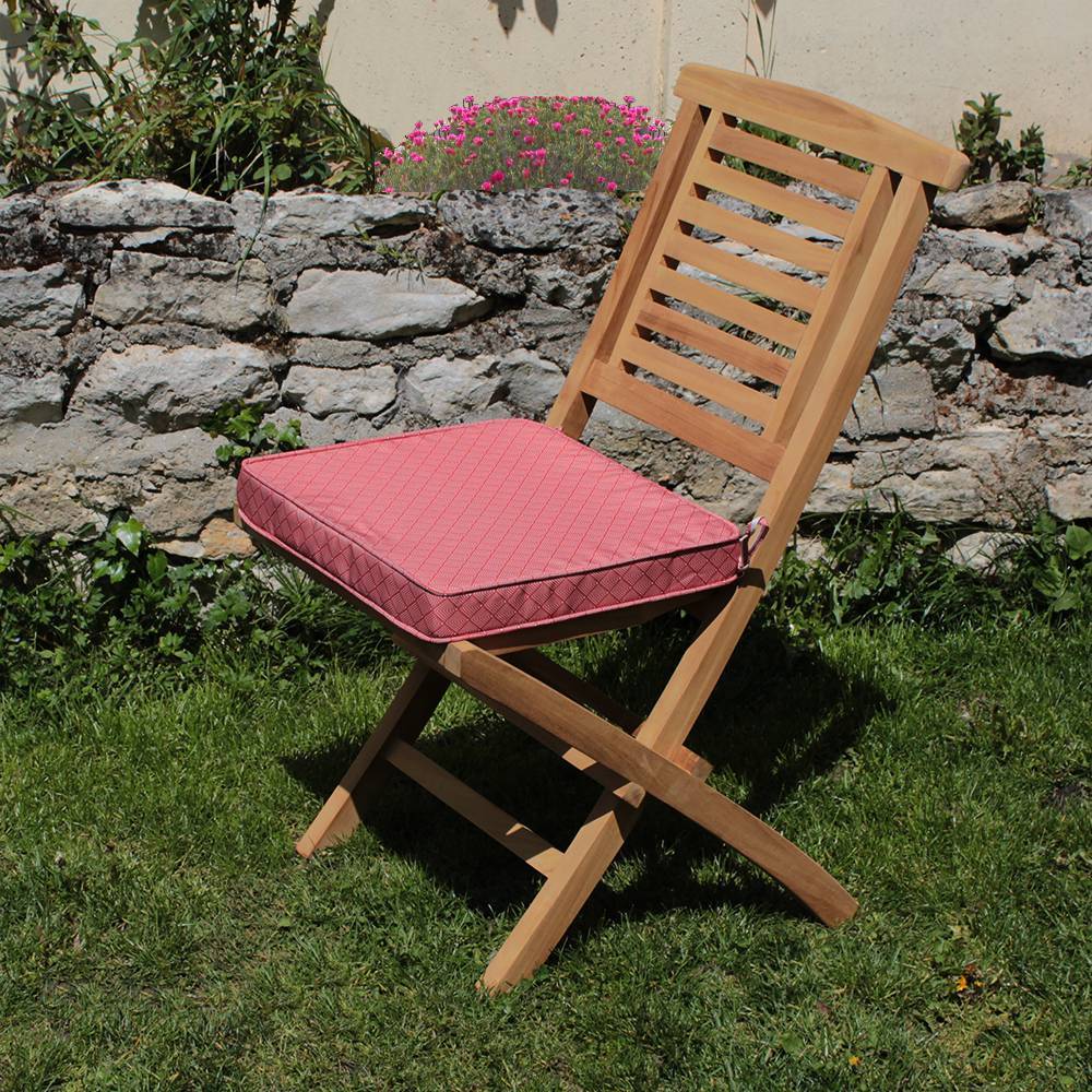 Coussin à motifs corail/blanc pour chaises et fauteuils pliants - TECK'Attitude - Image 2