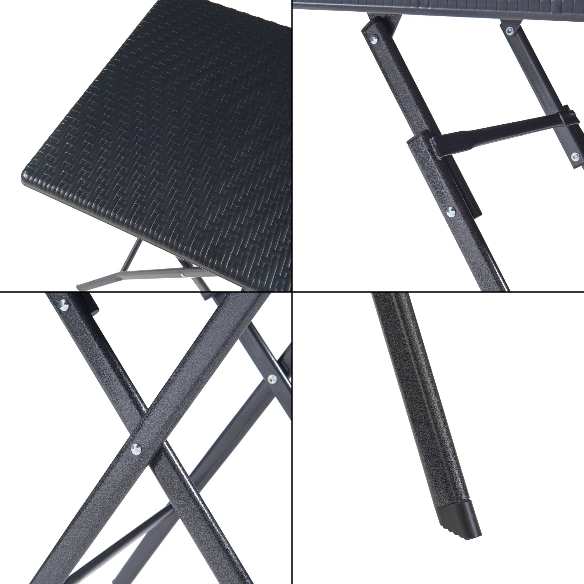Table de camping pliante Mark 62 x 62 x 73 cm effet rotin noir [en.casa] - Image 7