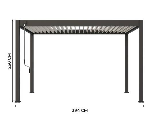 Pergola Bioclimatique Autoportée 12m² - 3x4m Trois Panneaux Vénitiens - Anthracite - Lames Inclinables à 120 degrés - ECLIPSE - Image 4