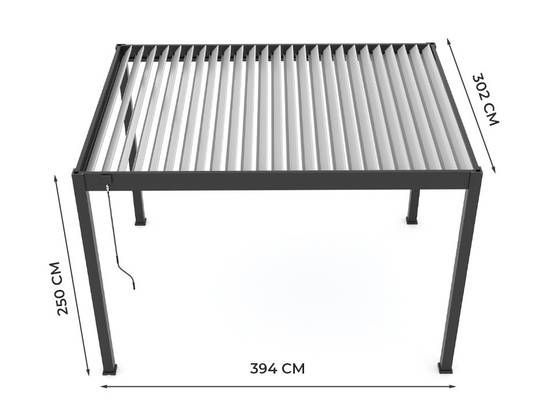 Pergola Bioclimatique Autoportée 12m² - 3x4m Trois Panneaux Vénitiens - Anthracite - Lames Inclinables à 120 degrés - ECLIPSE - Image 5