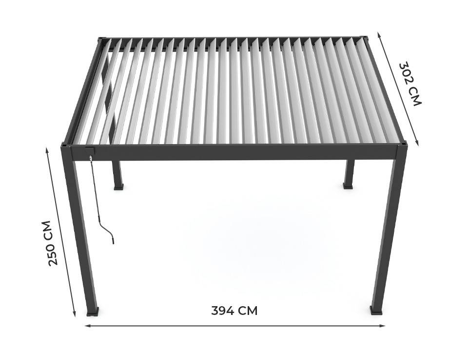 Pergola Bioclimatique Autoportée 12m² - 3x4m Trois Panneaux Vénitiens - Anthracite - Lames Inclinables à 120 degrés - ECLIPSE - Image 5