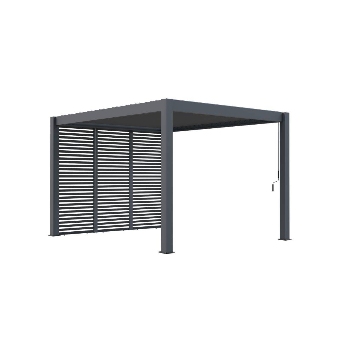 Direct Abris - Pergola Bioclimatique Autoportée 12m² - 3x4m Trois Panneaux Vénitiens - Anthracite - Lames Inclinables à 120 degrés - ELIOS - Image 3