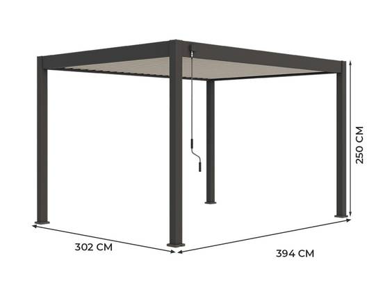 Pergola Bioclimatique Autoportée 12m² - 3x4m Trois Panneaux Vénitiens - Anthracite - Lames Inclinables à 120 degrés - ECLIPSE - Image 3