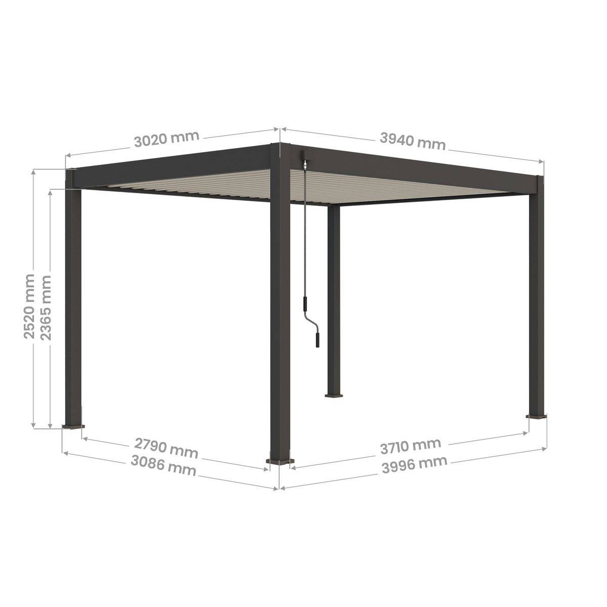 Direct Abris - Pergola Bioclimatique Autoportée 12m² - 3x4m Trois Panneaux Vénitiens - Anthracite - Lames Inclinables à 120 degrés - ELIOS - Image 6