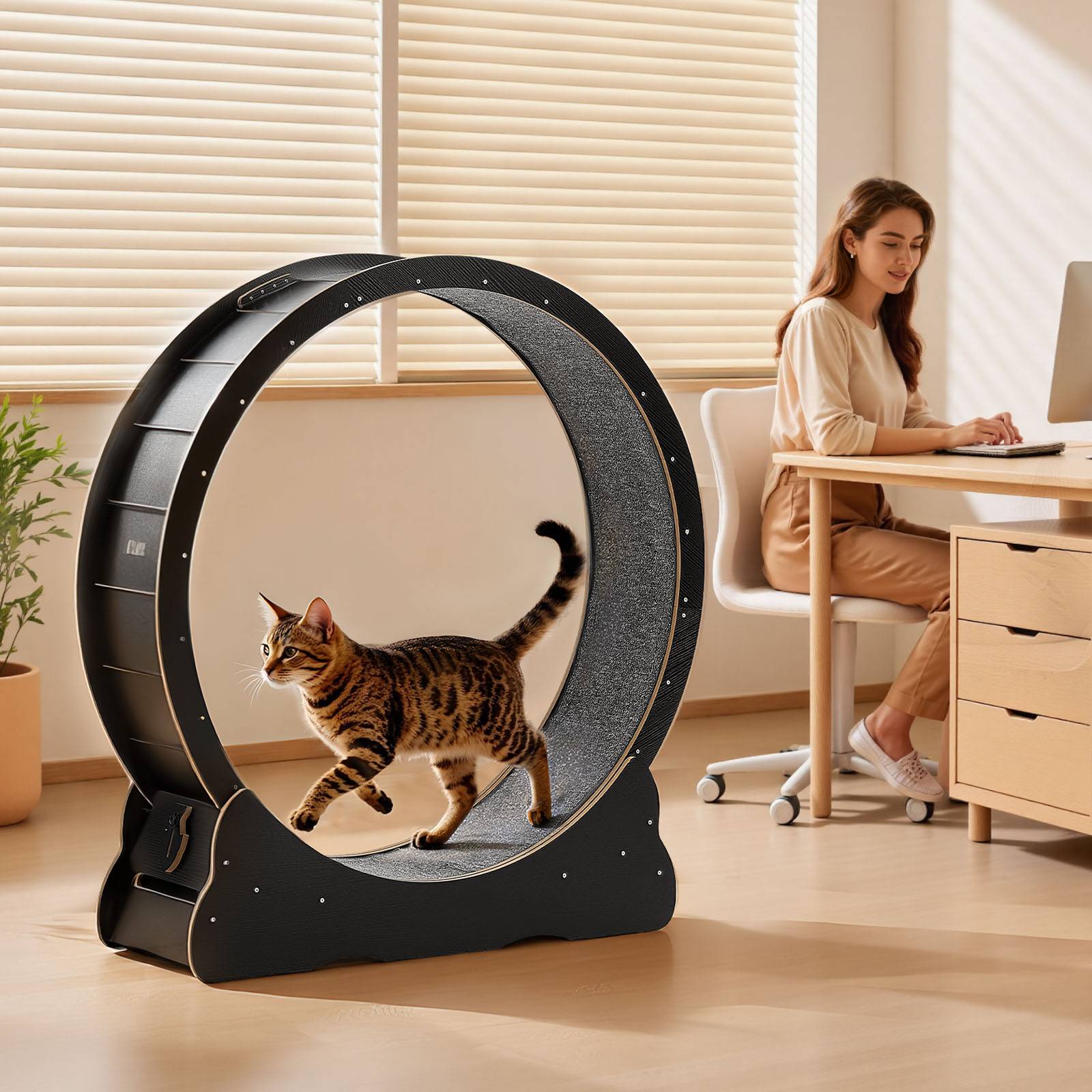 Vevor - VEVOR Roue d'Exercice pour Chat Intérieur 8,6-12,7 kg 120 cm Piste Moquette Noir - Image 8