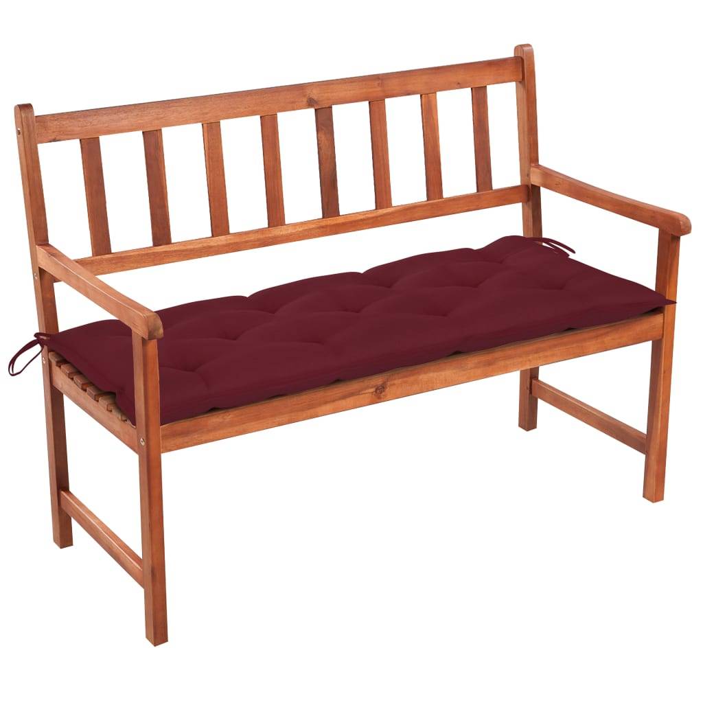 PANGIVO - Banc de jardin bois d'acacia et tissu rouge bordeaux 120 x 58 x 90 cm - PANGIVO - Image 1
