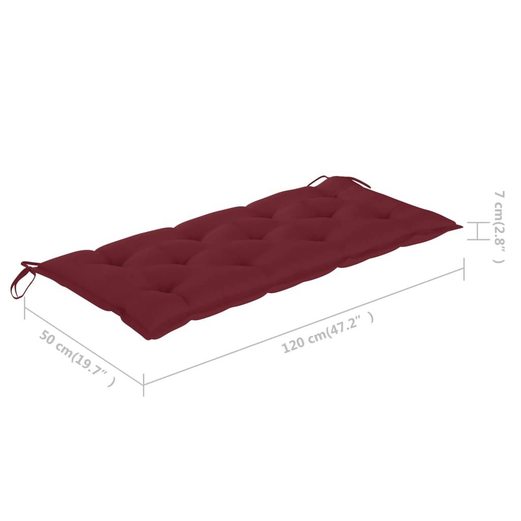 PANGIVO - Banc de jardin bois d'acacia et tissu rouge bordeaux 120 x 58 x 90 cm - PANGIVO - Image 10