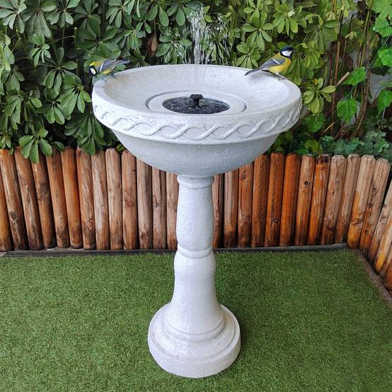 Fontaine de jardin solaire antique 48x77 cm Birdy Art-Pond polyrésine blanc avec pompe et batterie - Image 2
