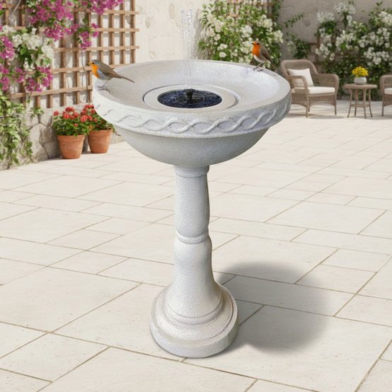 Fontaine de jardin solaire antique 48x77 cm Birdy Art-Pond polyrésine blanc avec pompe et batterie - Image 3