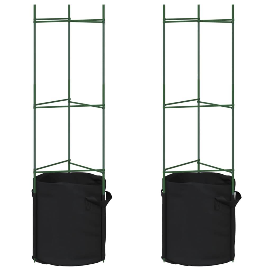 PANGIVO - Cage à tomates avec sacs à plantes acier et PP vert et noir 32 x 29 x 116 cm - PANGIVO - Image 2