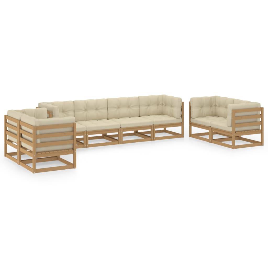 Helloshop26 - Salon de jardin meuble d'extérieur ensemble de mobilier 8 pièces avec coussins bois de pin massif - Image 1