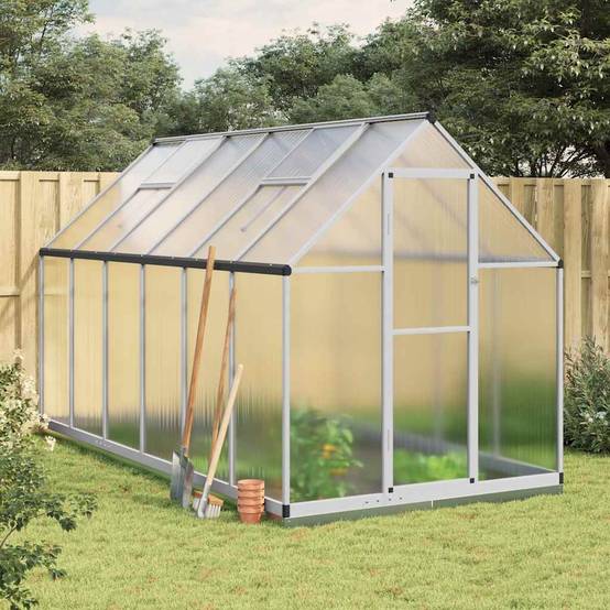 Serre aluminium et polycarbonate argenté 334 x 169 x 202 cm - PANGIVO - Image 1