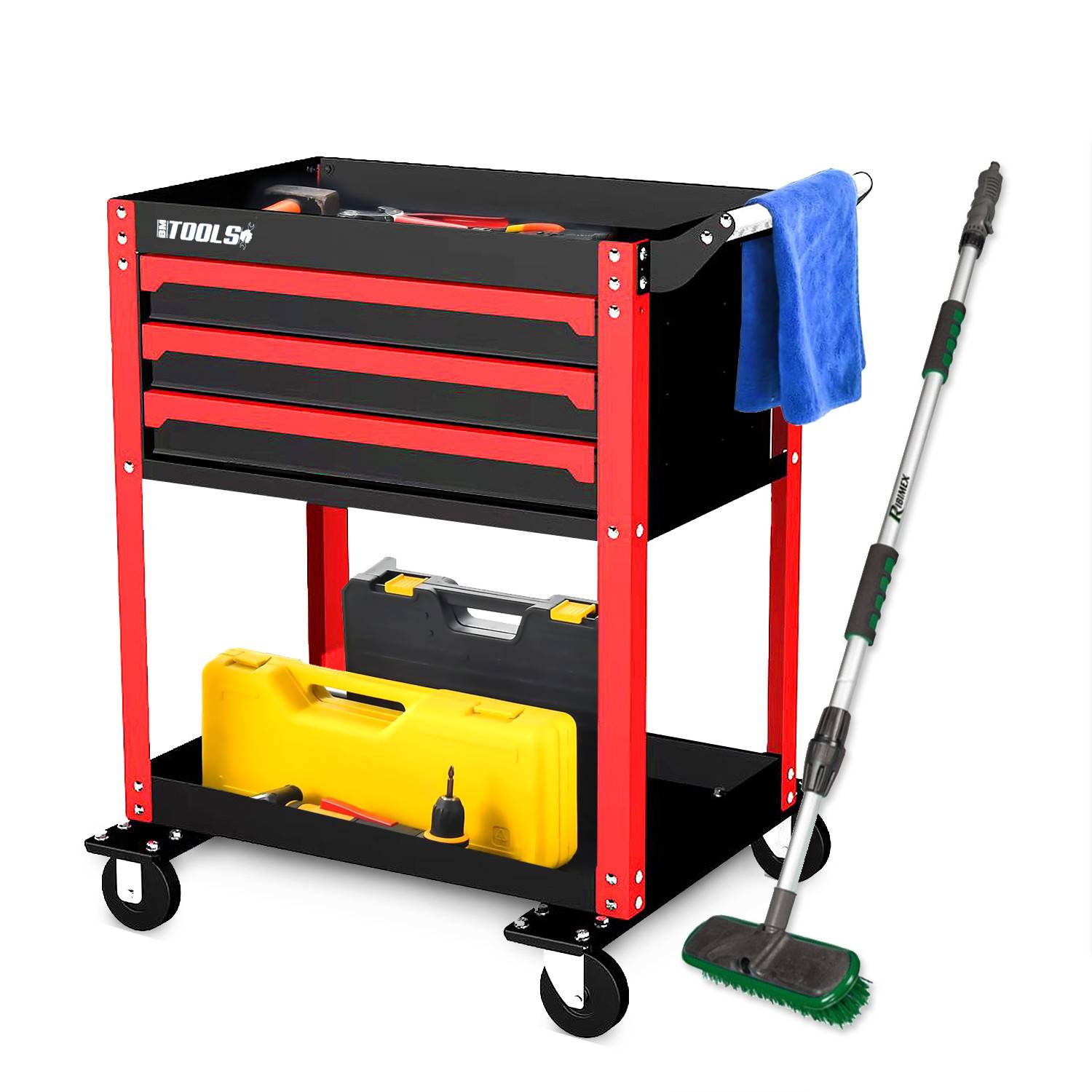 Chariot servante d'Atelier Chariot à Outil BM TOOLS BMT TOOL DRAWER - 3 Tiroirs à glissières - Balai brosse de nettoyage à eau - Image 1