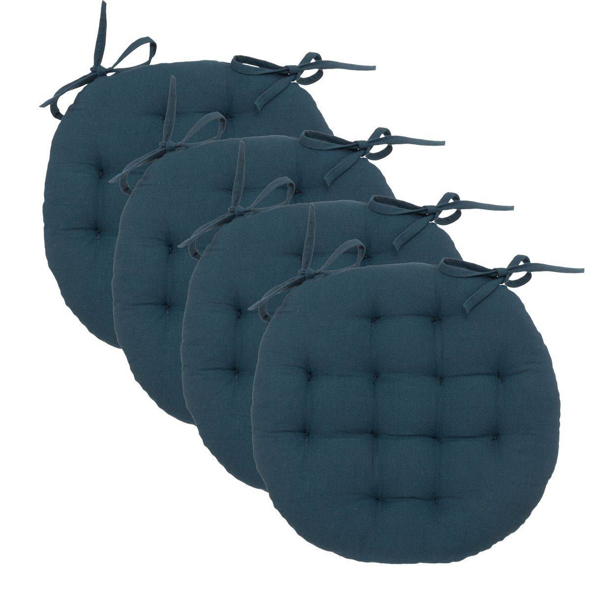 Lot de 4 Galettes de chaise en Coton Bleu egeen D 38 cm - Image 1