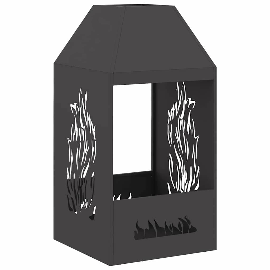 Cheminée de Jardin Acier Foyer Vertical Chauffage Extérieur Terrasse Noir 100cm – ComfortXL Outdoor Living - Image 2