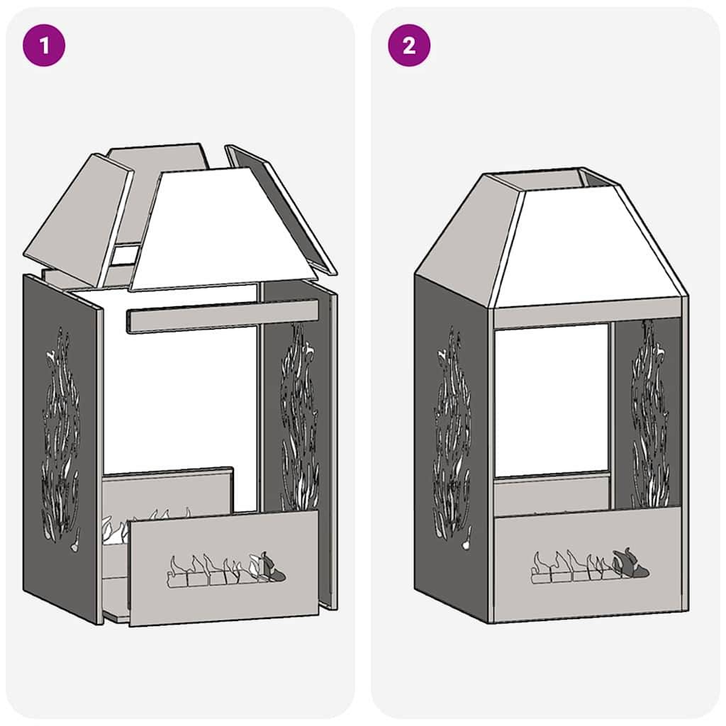 Cheminée de Jardin Acier Foyer Vertical Chauffage Extérieur Terrasse Noir 100cm – ComfortXL Outdoor Living - Image 8