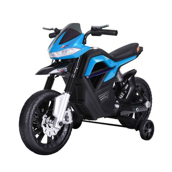 Moto électrique pour Enfants de 3-6 ans 25 W 6 V 3 Km/h Effets Lumineux et sonores roulettes Amovibles Charge max. 30 kg Bleu - Image 2