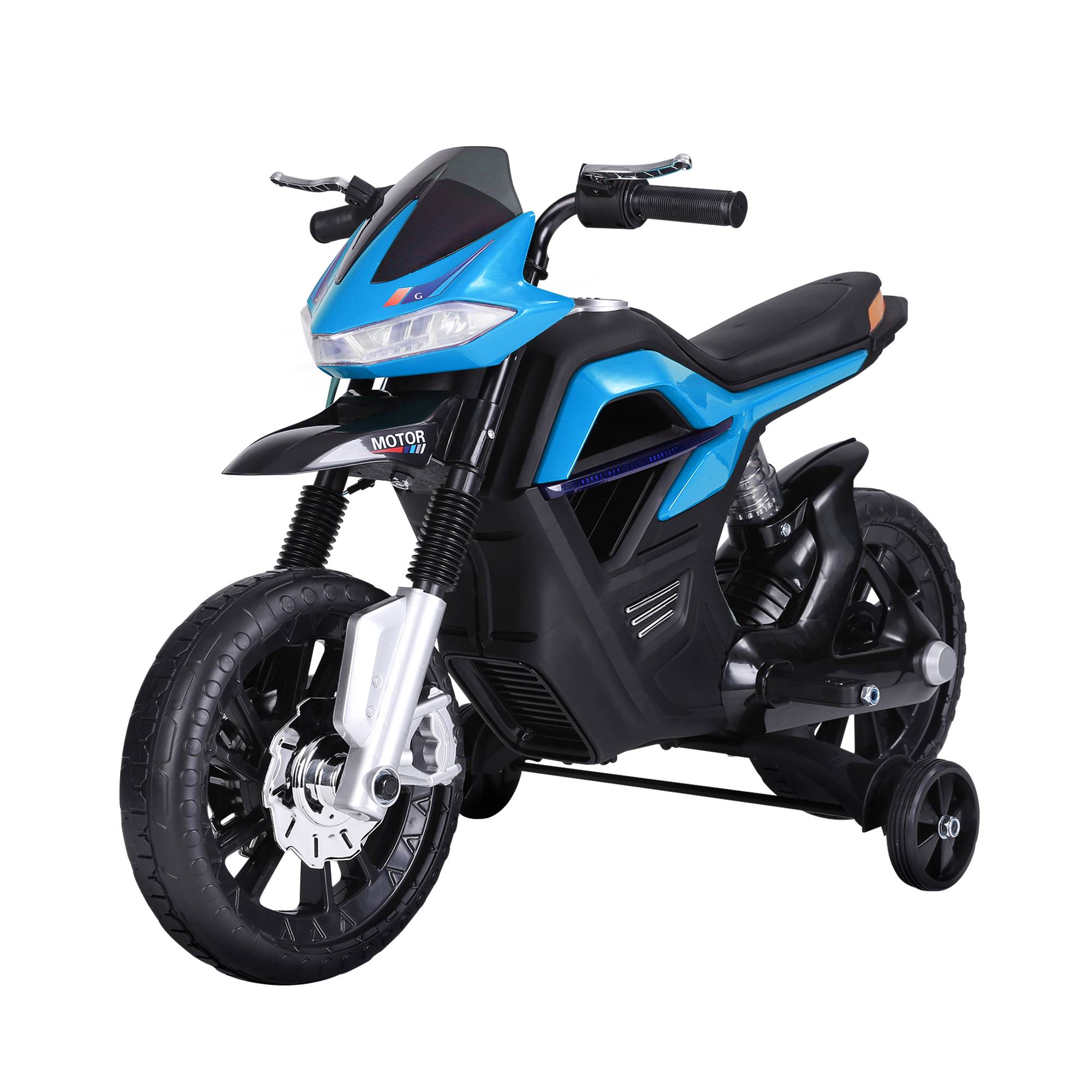 Moto électrique pour Enfants de 3-6 ans 25 W 6 V 3 Km/h Effets Lumineux et sonores roulettes Amovibles Charge max. 30 kg Bleu - Image 2