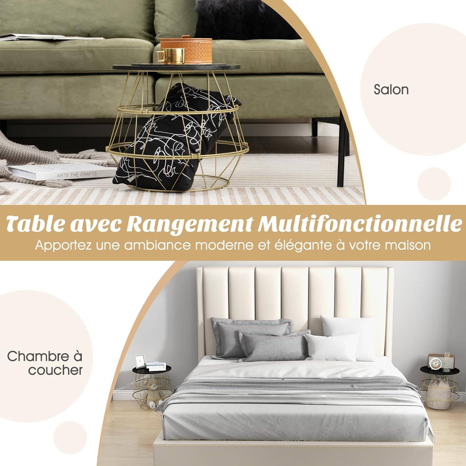 Table d’Appoint, Bout de Canapé Marbre Noir  Ø40x38 cm - Image 6