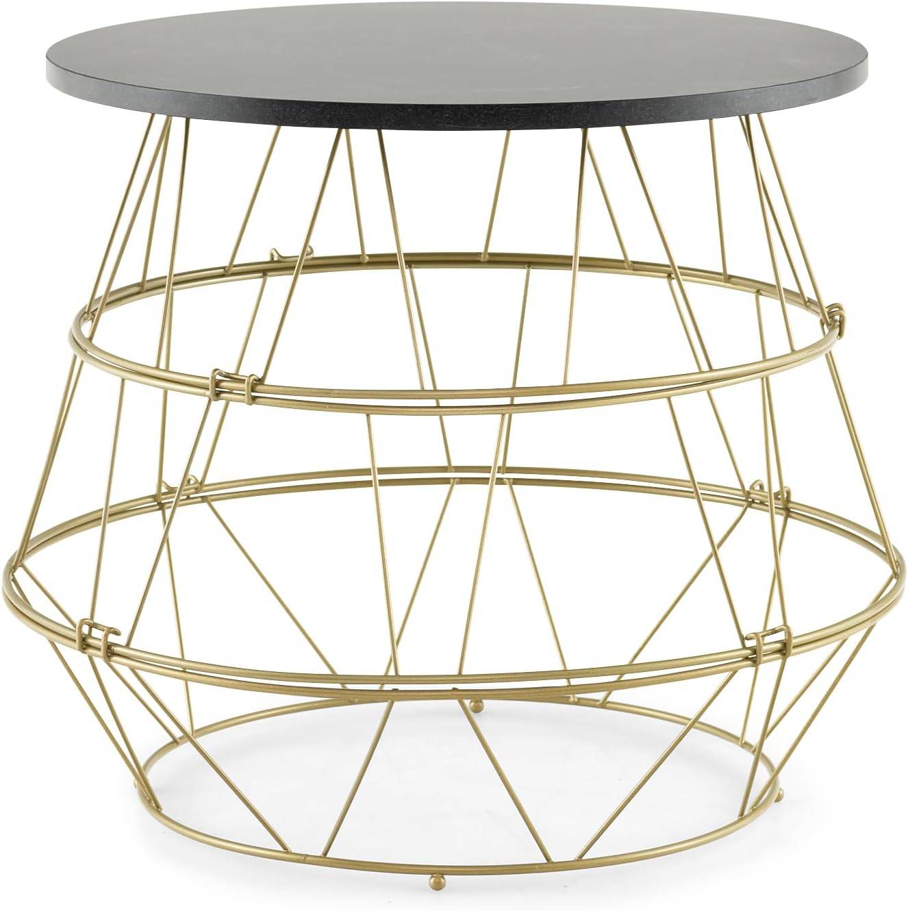 Table d’Appoint, Bout de Canapé Marbre Noir  Ø40x38 cm - Image 1