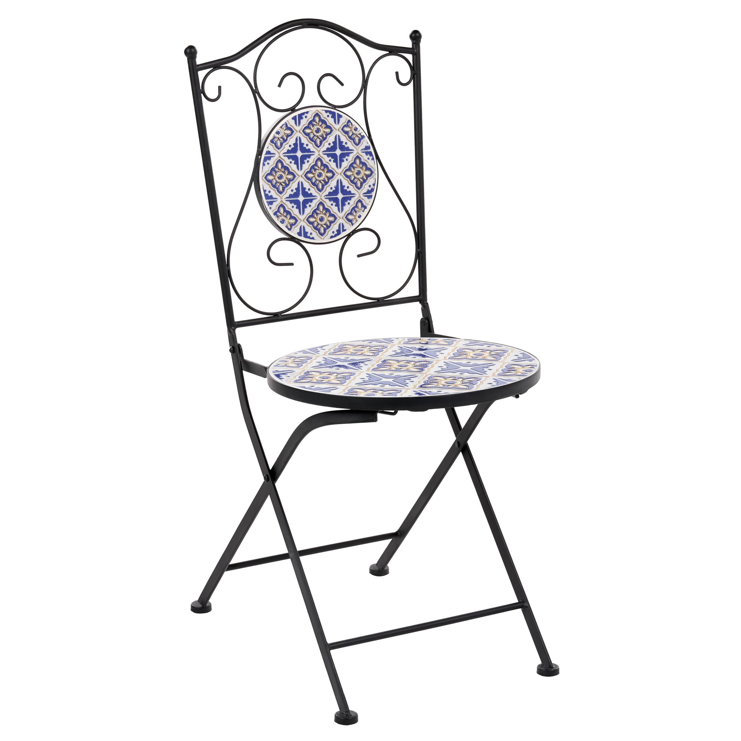 Beliani - Chaise de jardin Métal Blanc/bleu SIPONTO - 40x44x90- Beliani - Image 4