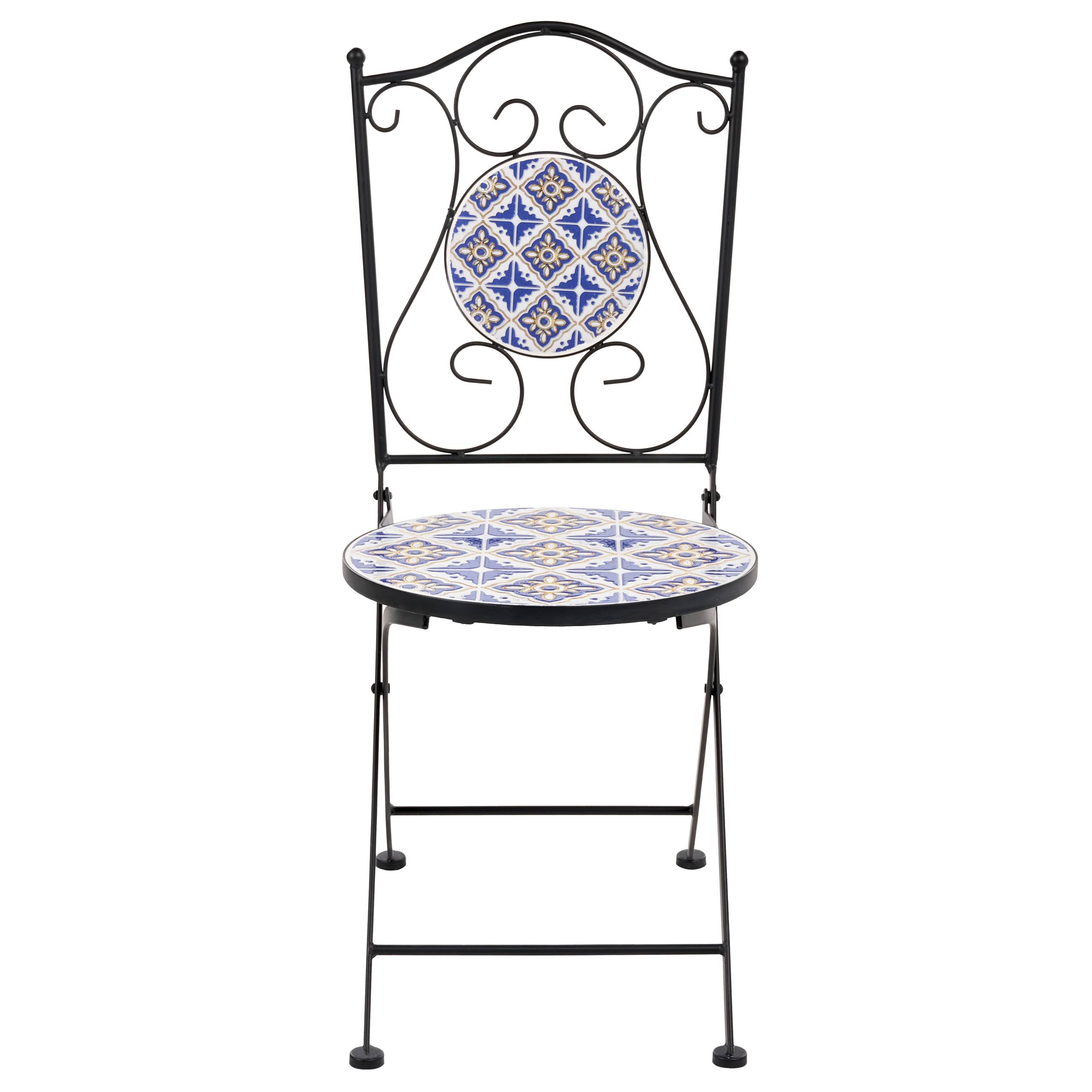 Beliani - Chaise de jardin Métal Blanc/bleu SIPONTO - 40x44x90- Beliani - Image 5