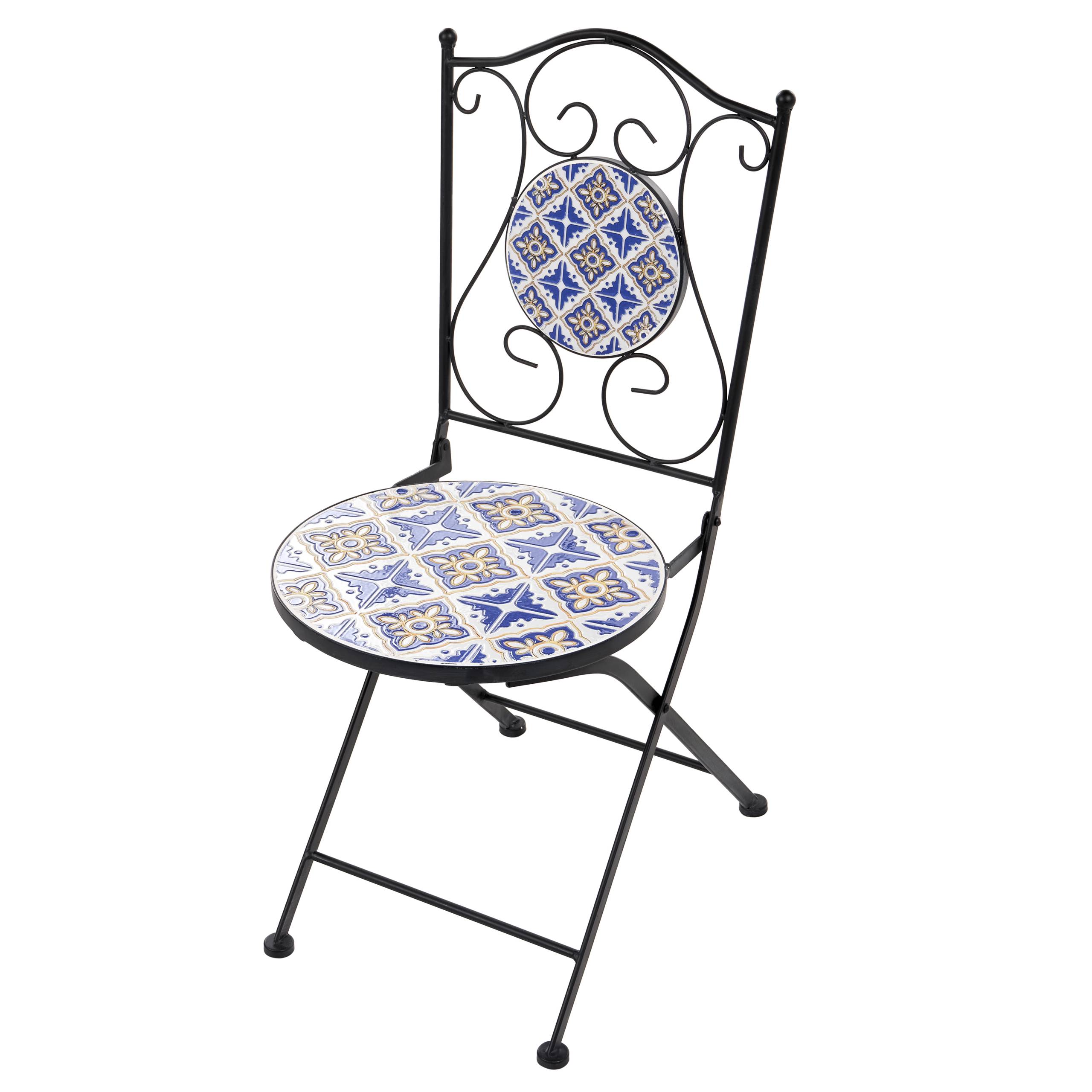 Beliani - Chaise de jardin Métal Blanc/bleu SIPONTO - 40x44x90- Beliani - Image 7