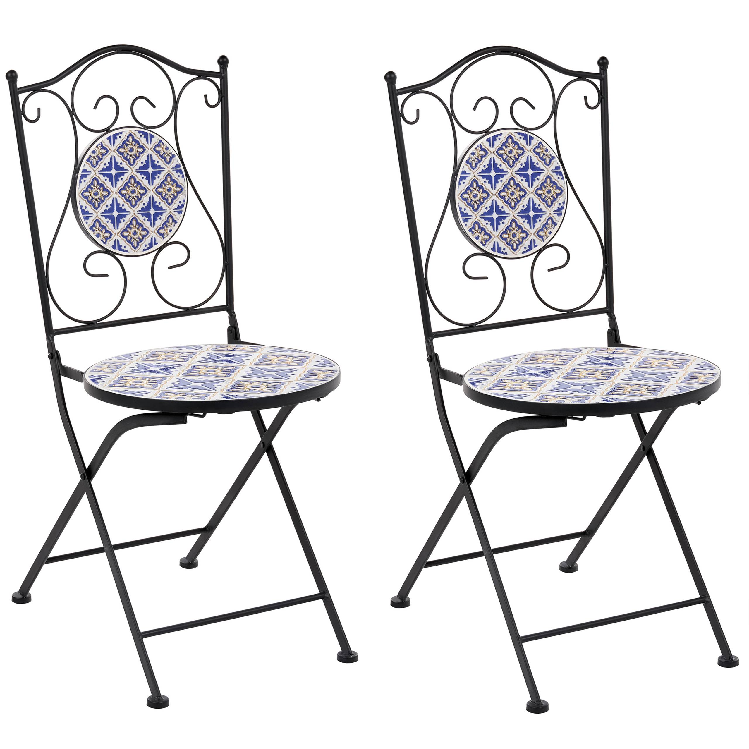 Beliani - Chaise de jardin Métal Blanc/bleu SIPONTO - 40x44x90- Beliani - Image 2