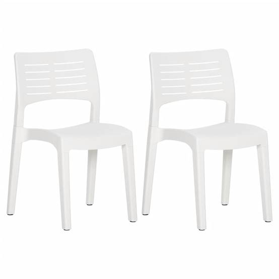 Lot de 2 Chaises de jardin - Chaises d'extérieur - Fauteuils de jardin Blanc Polypropylène-JU12398 - Image 1