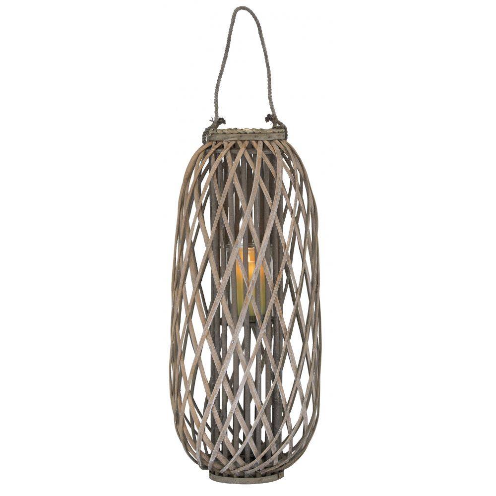 Aubry Gaspard - Lanterne en osier gris ajouré et verre Hauteur 80cm - Image 3