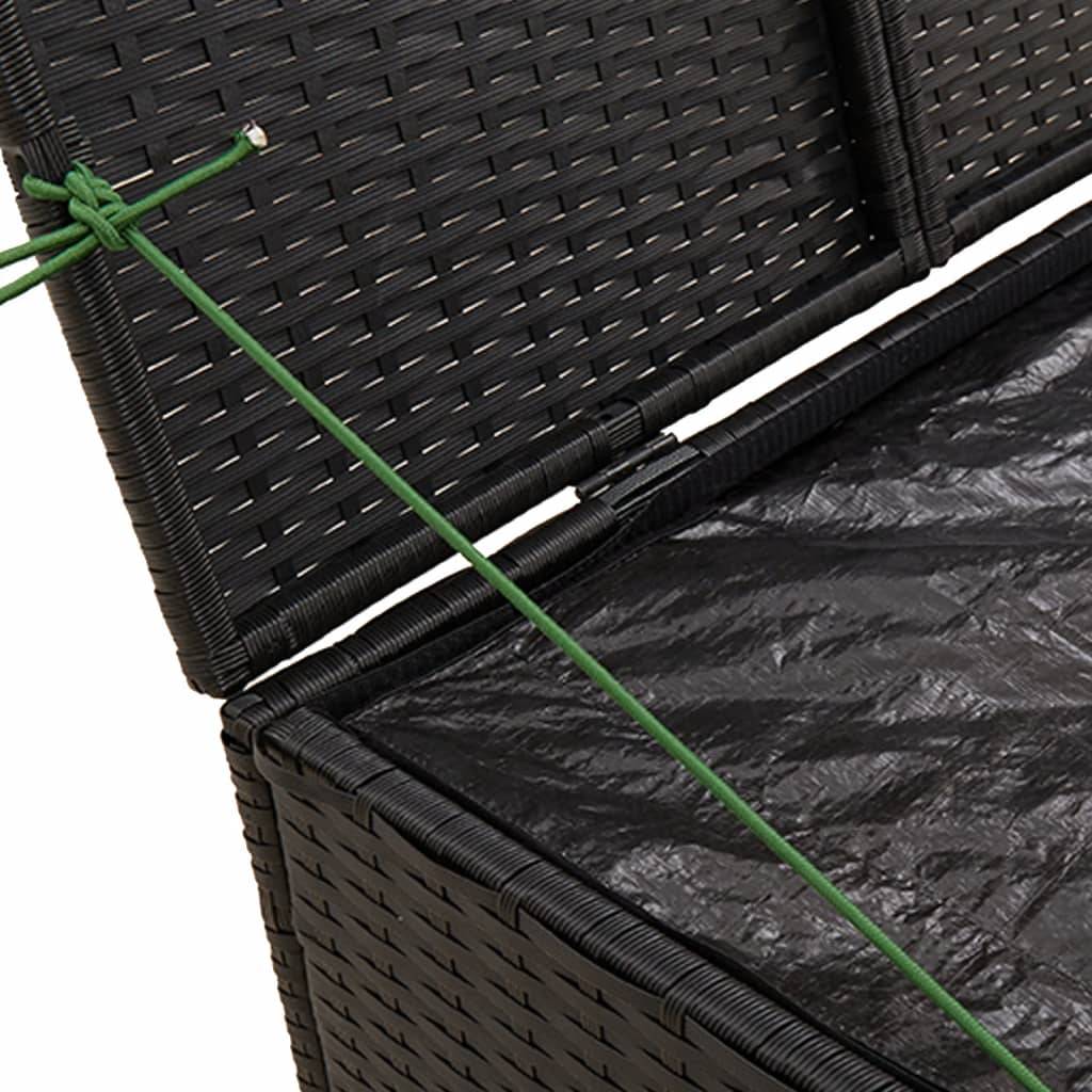 Coffre de rangement - Boîte de rangement extérieure - Coffre de jardin noir 291L résine tressée - Image 8