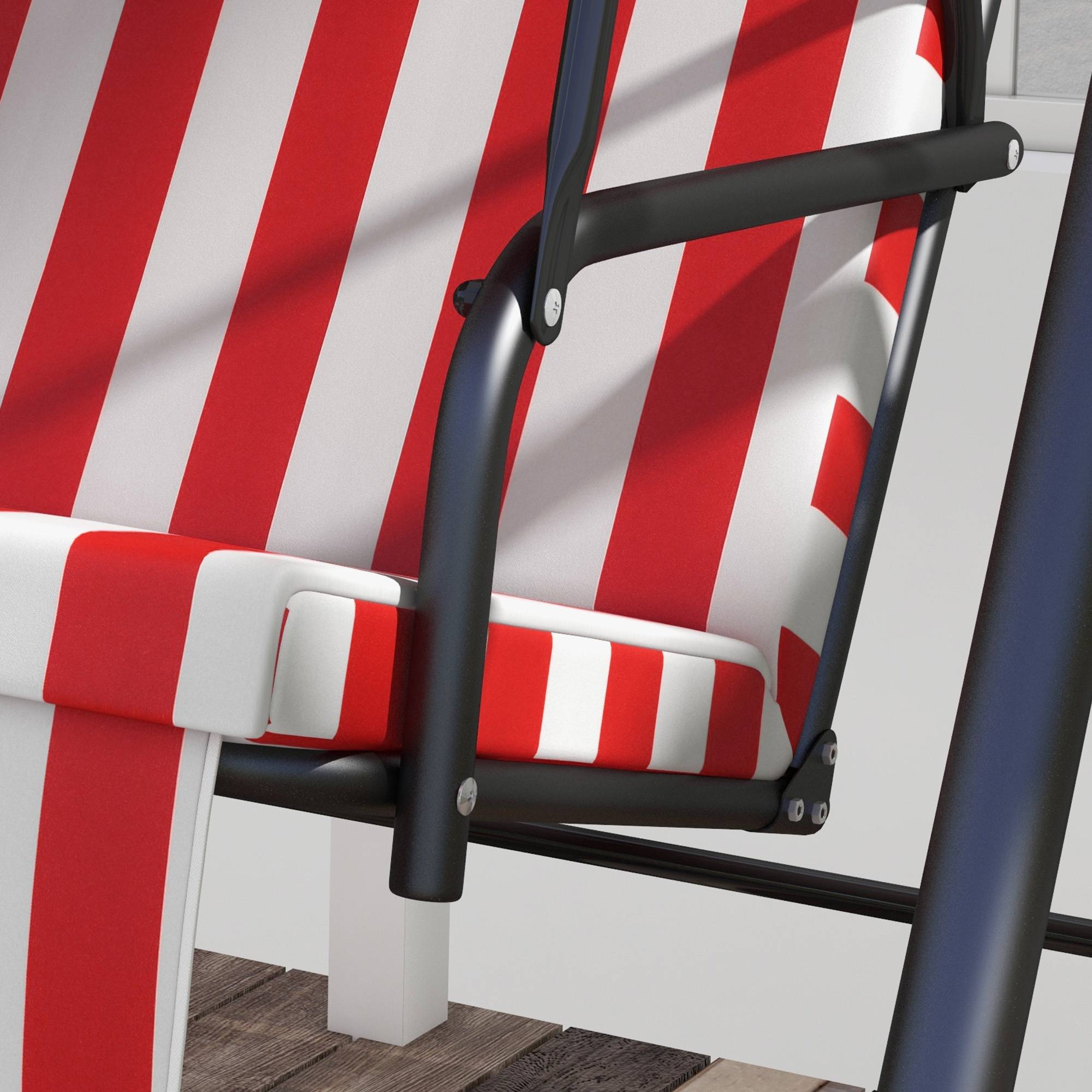 Outsunny - Balancelle de jardin 3 places toit inclinaison réglable coussins assise et dossier acier noir polyester rouge et blanc - Outsunny - Image 9