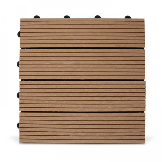 Oviala - Lot de 8 dalles clipsables en bois synthétique marron clair Padang - Oviala - Image 4