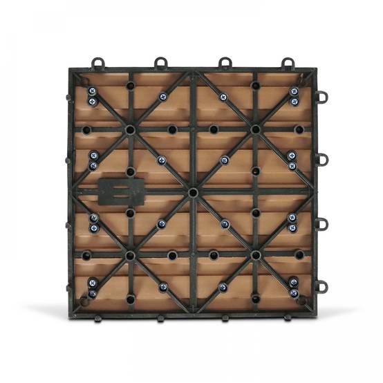 Oviala - Lot de 8 dalles clipsables en bois synthétique marron clair Padang - Oviala - Image 2