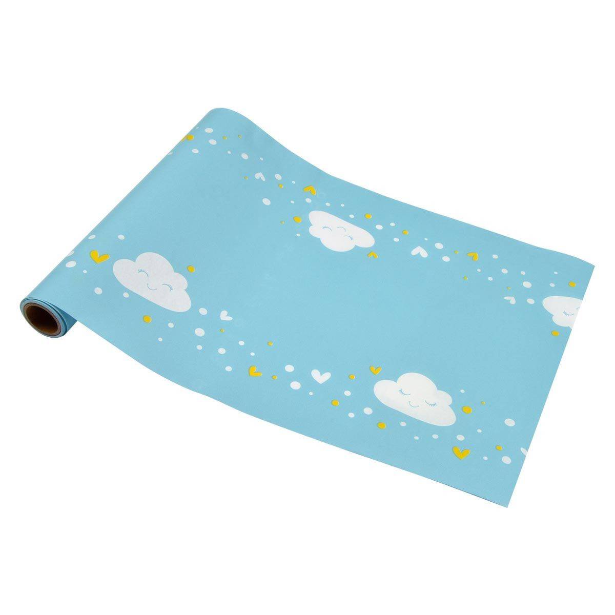 Chemin de Table en Papier "Nuage" 28x500cm Bleu - Image 1