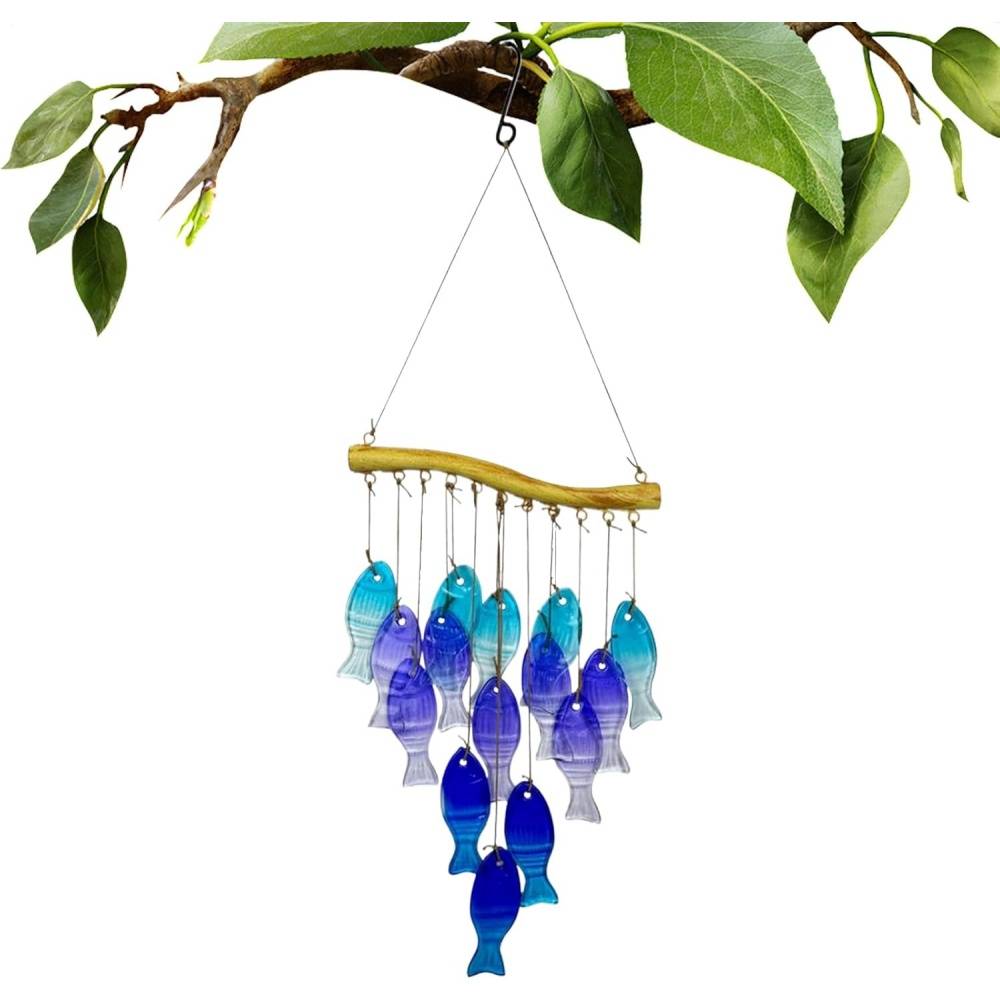 Carillons Vent Extérieur Verre Bleu - Image 3