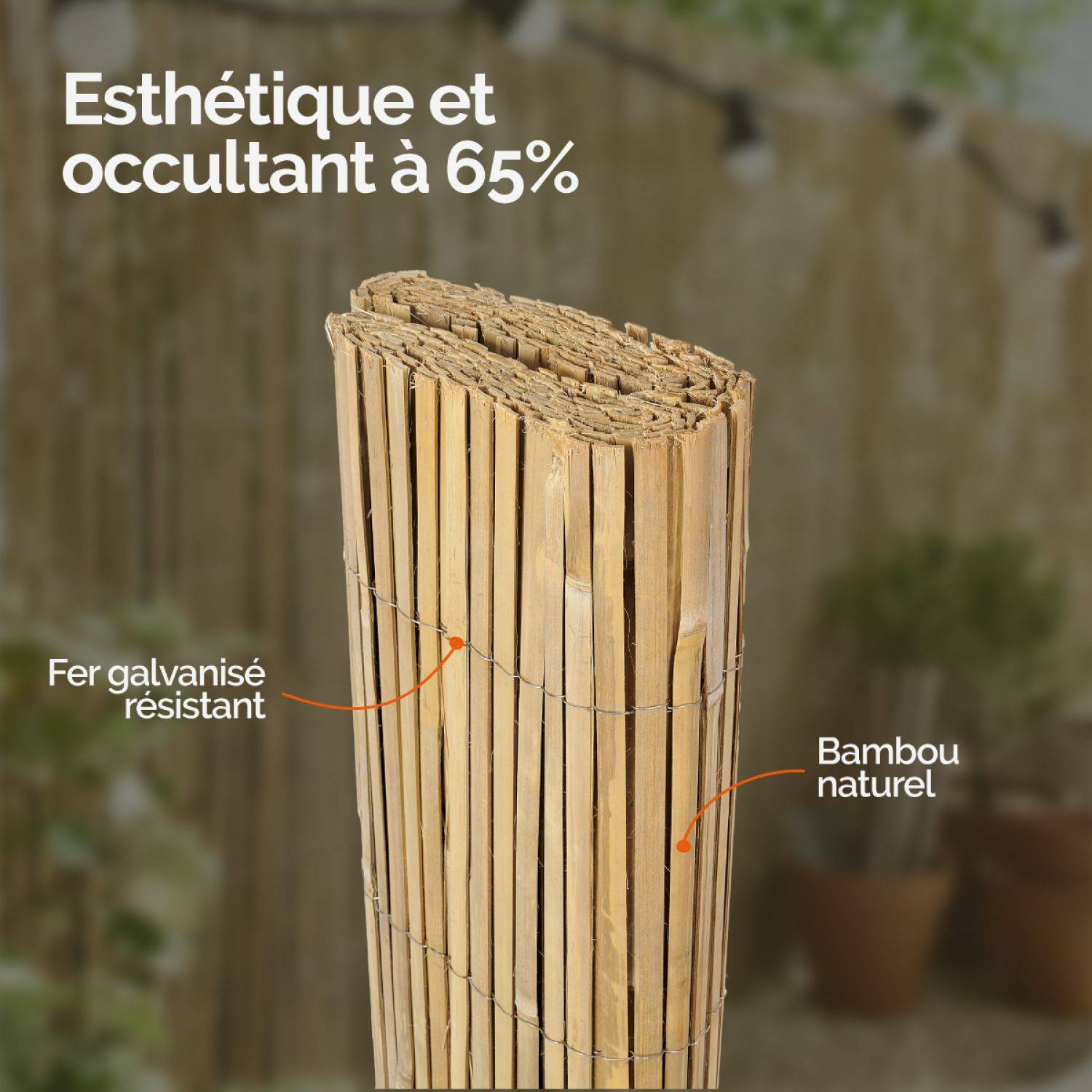 Canisse, brise vue occultant en bambou refendu - 1 x 5 m - Linxor - Image 3