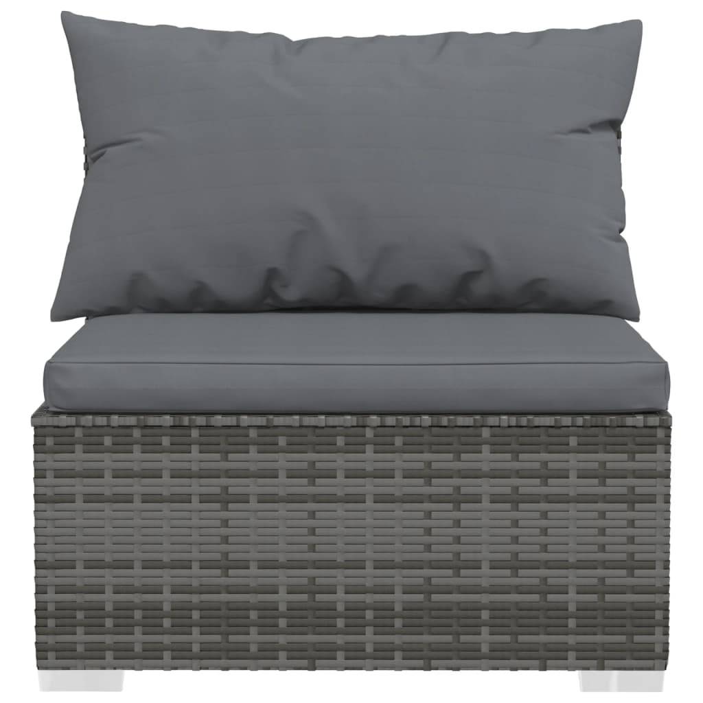 Helloshop26 - Salon de jardin meuble d'extérieur ensemble de mobilier 6 pièces avec coussins résine tressée gris - Image 4