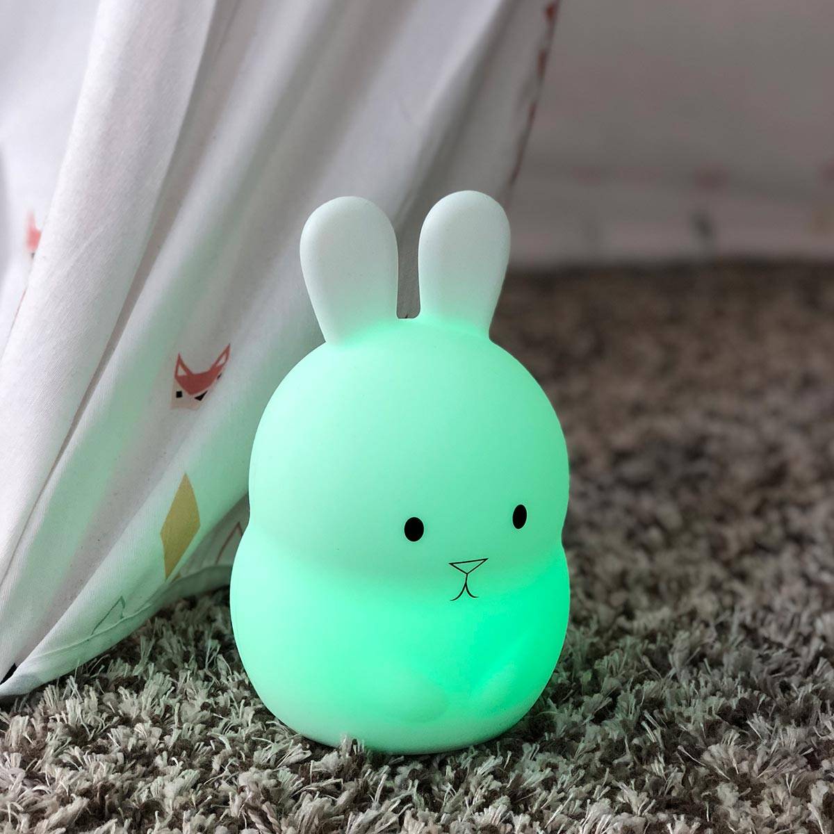 Lumisky - Veilleuse bébé lapin sans fil touch LED BUNNY Blanc Silicone H19CM - Image 2