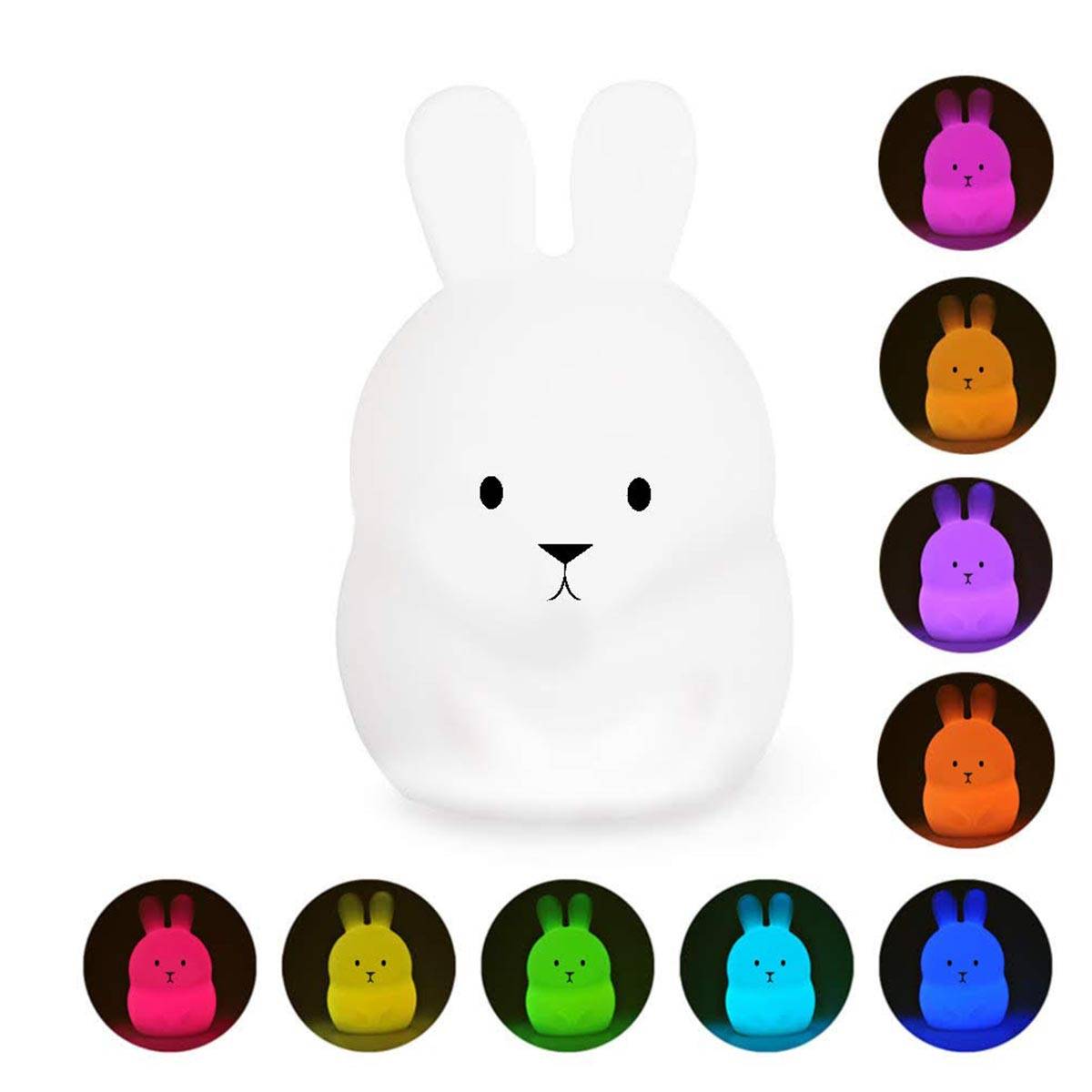 Lumisky - Veilleuse bébé lapin sans fil touch LED BUNNY Blanc Silicone H19CM - Image 4