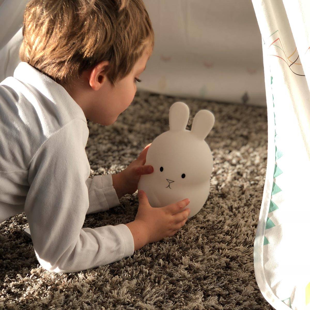 Lumisky - Veilleuse bébé lapin sans fil touch LED BUNNY Blanc Silicone H19CM - Image 3